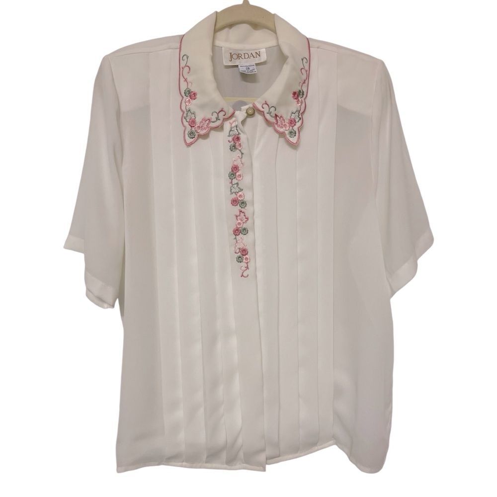 Jordan Sheer Floral Collar Detail Blouse Size 14